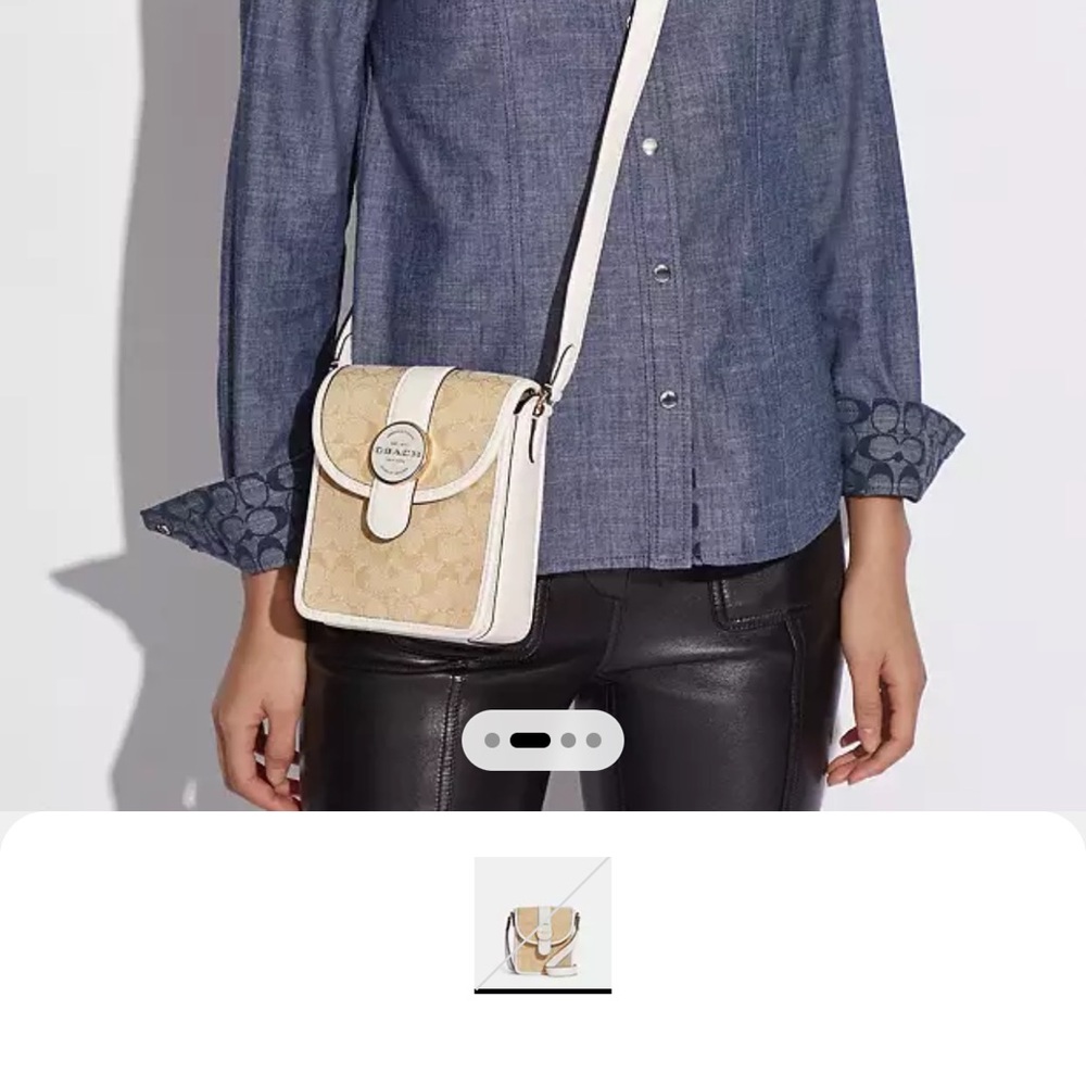 Coach North/South Lonnie Crossbody Bag. Tan + beige - Picture 2 of 12
